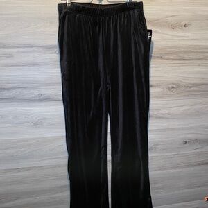 NWT- Woman Within Wide Leg Velour Pull On Pants- Black